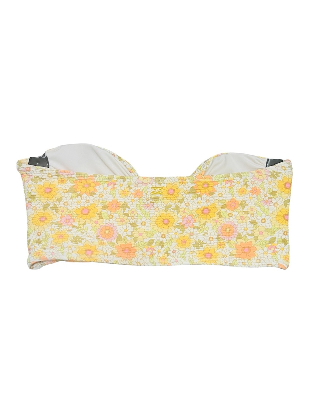 Billabong Sun Worshipper Tanlines Bandeau Bikini Top Floral Coastal Yellow - Picture 5 of 6